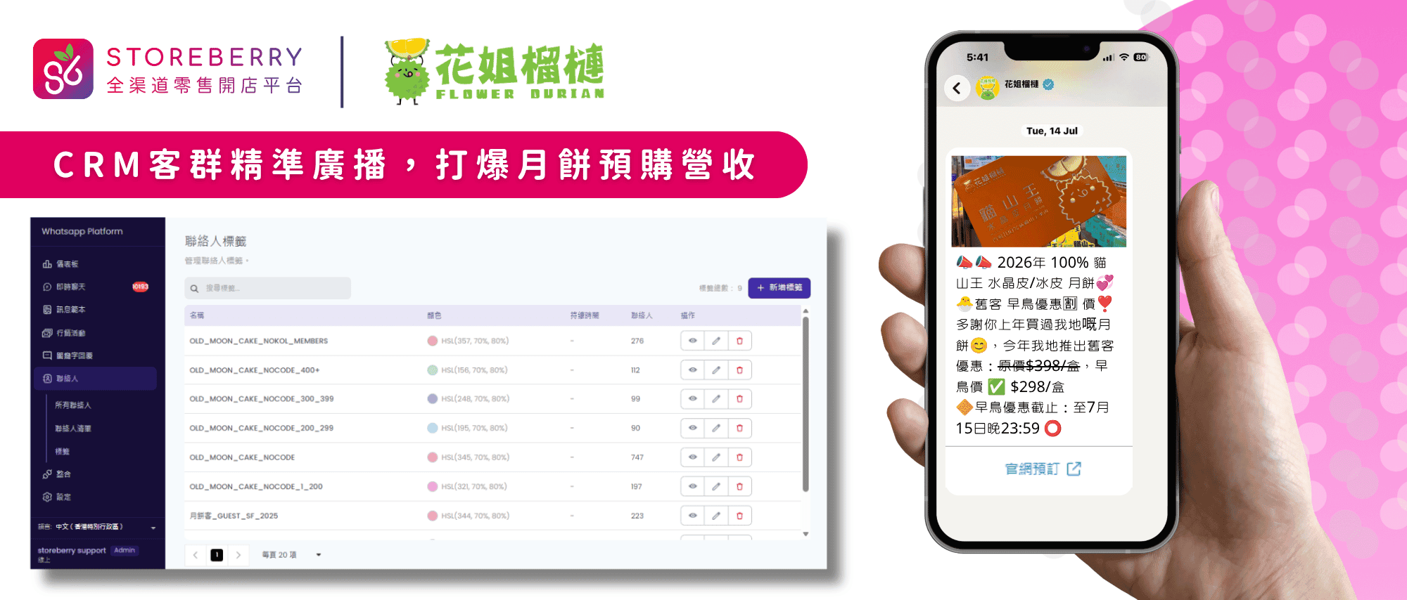 花姐榴槤-WhatsappBusinessAPI-廣播範本訊息